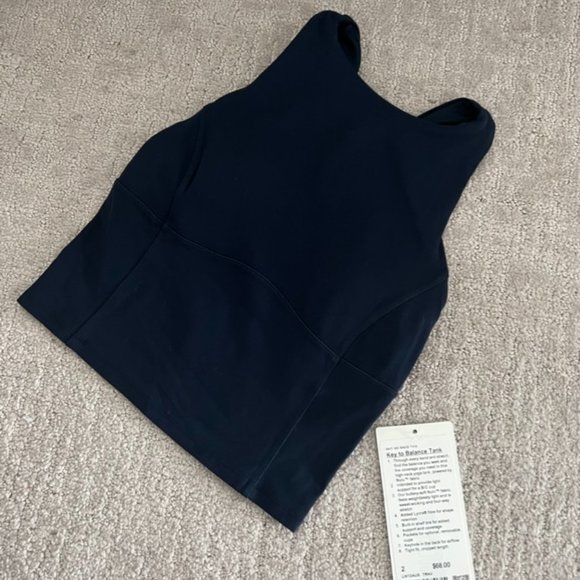 Lululemon Key to Balance Tank Top High Neck Crisscross Back Active Navy Size 2 - Picture 5 of 8